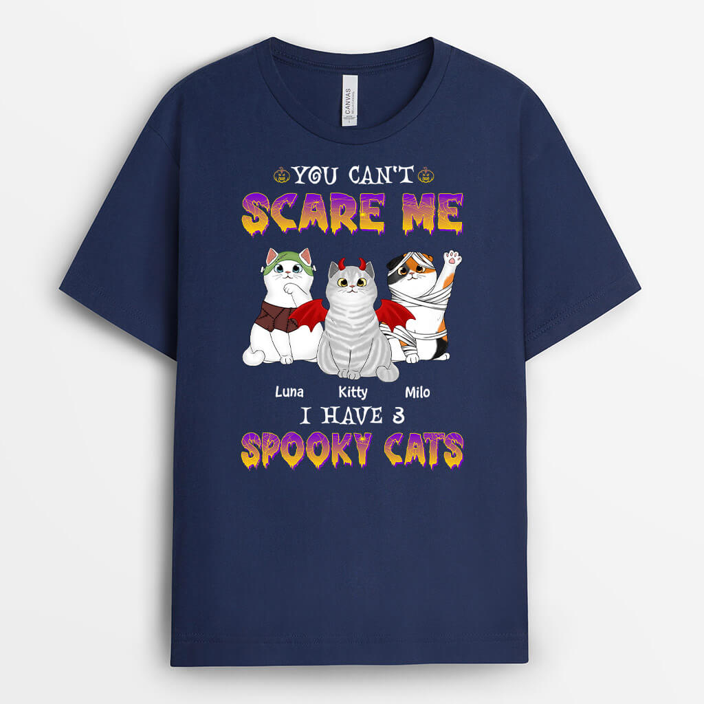 You Can't Scare Me I Have Spooky Cat - Personalized Cat T Shirts For Humans