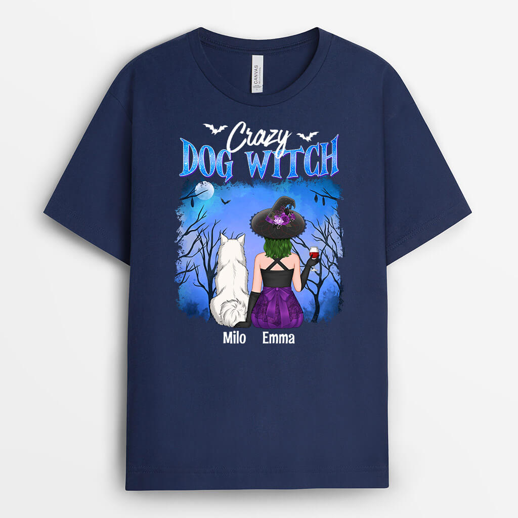 Crazy Dog Witch Halloween T-shirt - Personalized Dog Apparel for Human