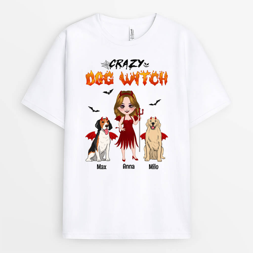 Evil Crazy Dog Witch - Personalized T-Shirts for Halloween