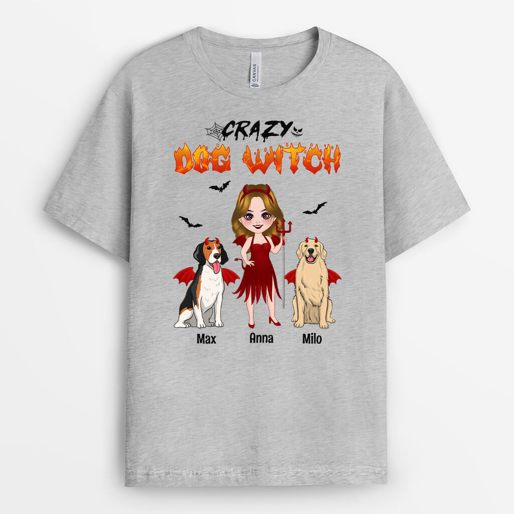 Evil Crazy Dog Witch - Personalized T-Shirts for Halloween