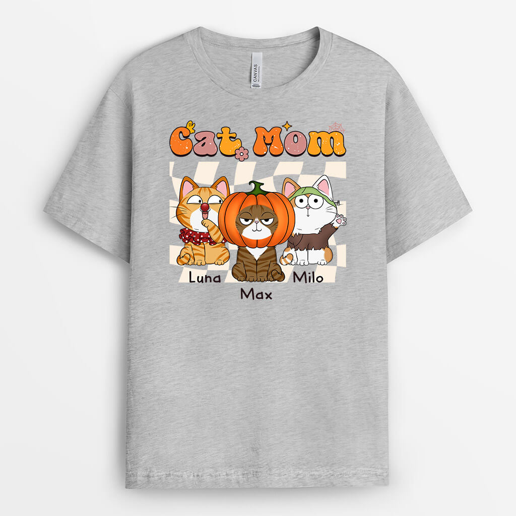 Personalized Cat Mom Shirt - Custom Halloween Gifts for Cat Lovers