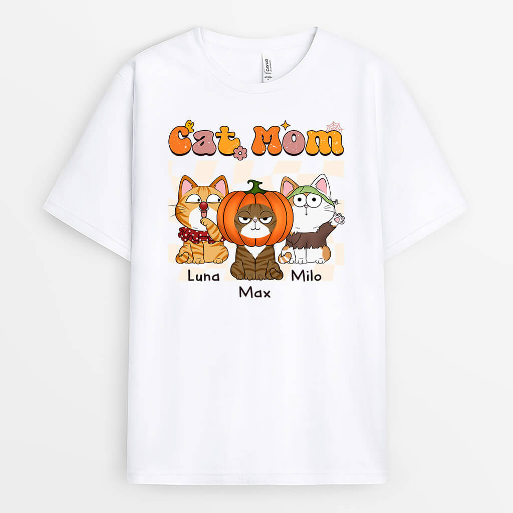 Personalized Cat Mom Shirt - Custom Halloween Gifts for Cat Lovers