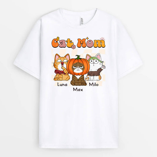 Personalized Cat Mom Shirt - Custom Halloween Gifts for Cat Lovers