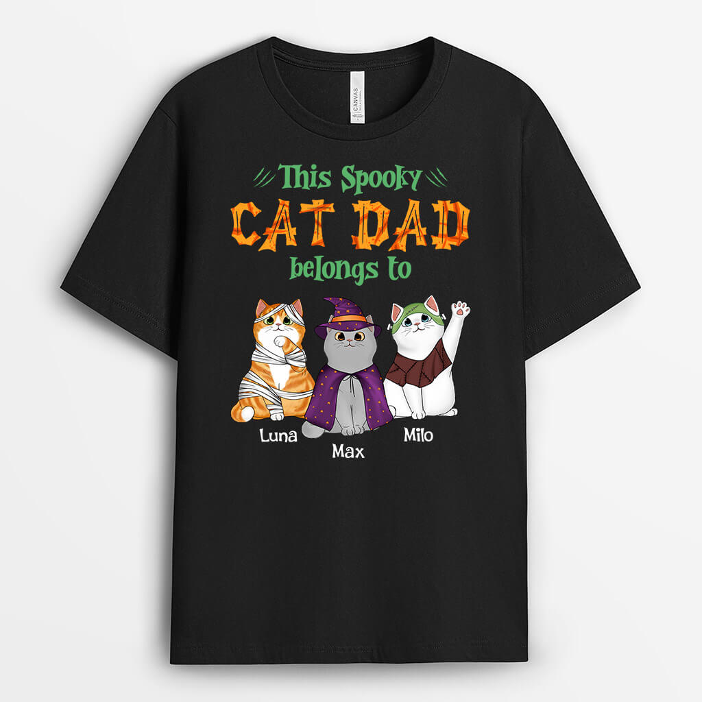 This Spooky Cat Dad/Mom Belongs To - Custom Cat Tee Shirt For Humans