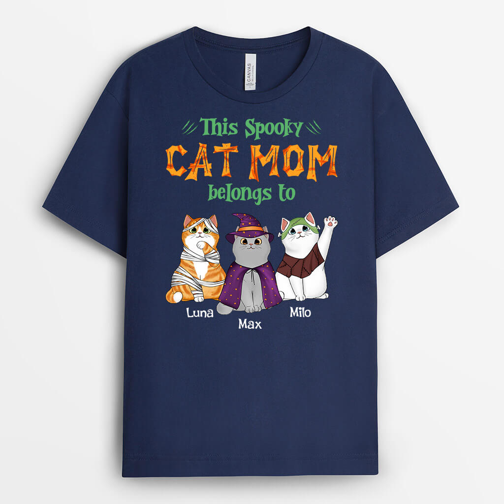 This Spooky Cat Dad/Mom Belongs To - Custom Cat Tee Shirt For Humans