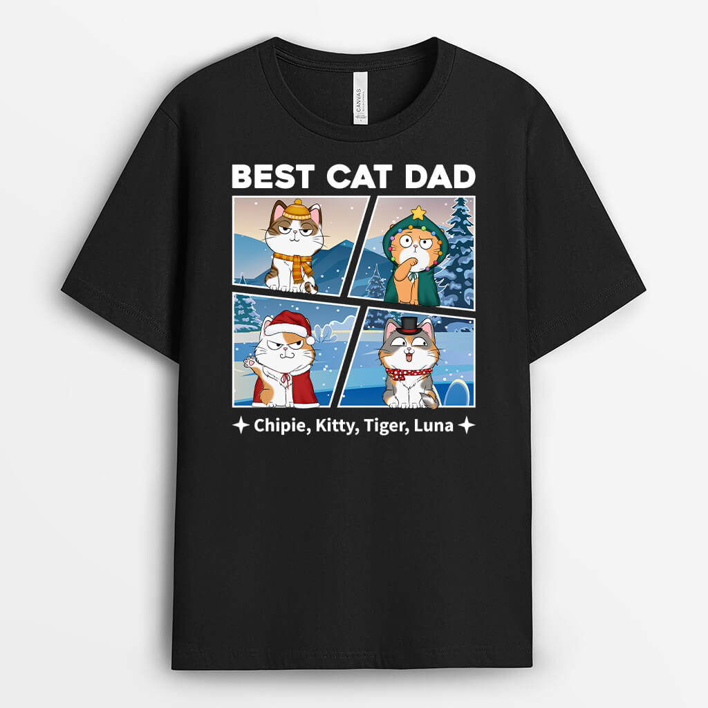 Best Cat Dad/Mom | Custom Merry Xmas T Shirt for Cat Lovers