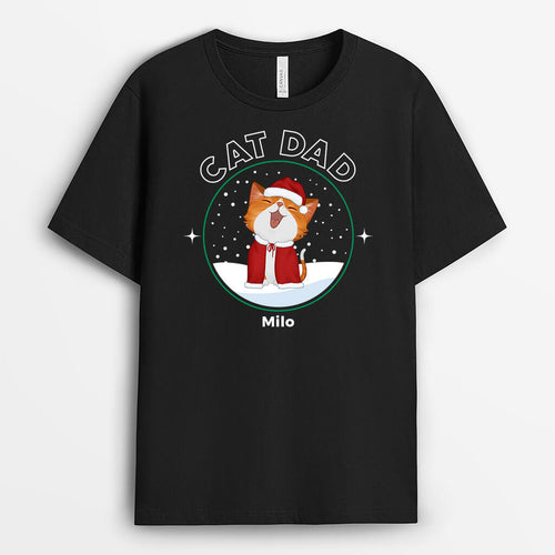 Cat Dad/Mom - Customized Christmas Graphic Tee Shirts for Cat Lovers