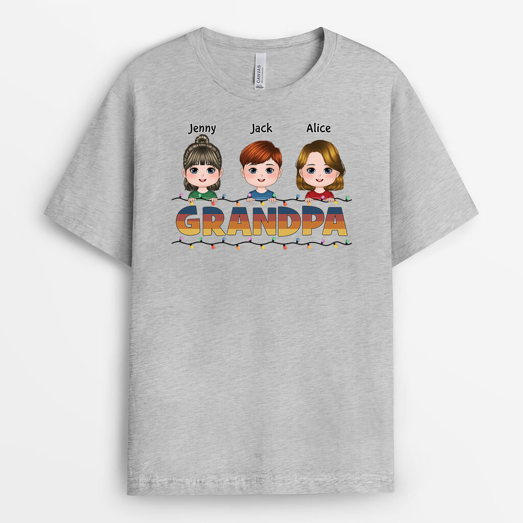 Grandad And Kids - Custom Cute Family Christmas Shirts