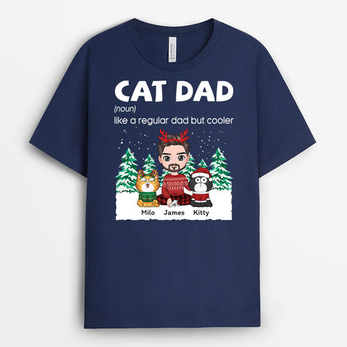 Cat Dad Like Regular But Cooler - Custom Christmas Shirts With Names for Cad Lovers
