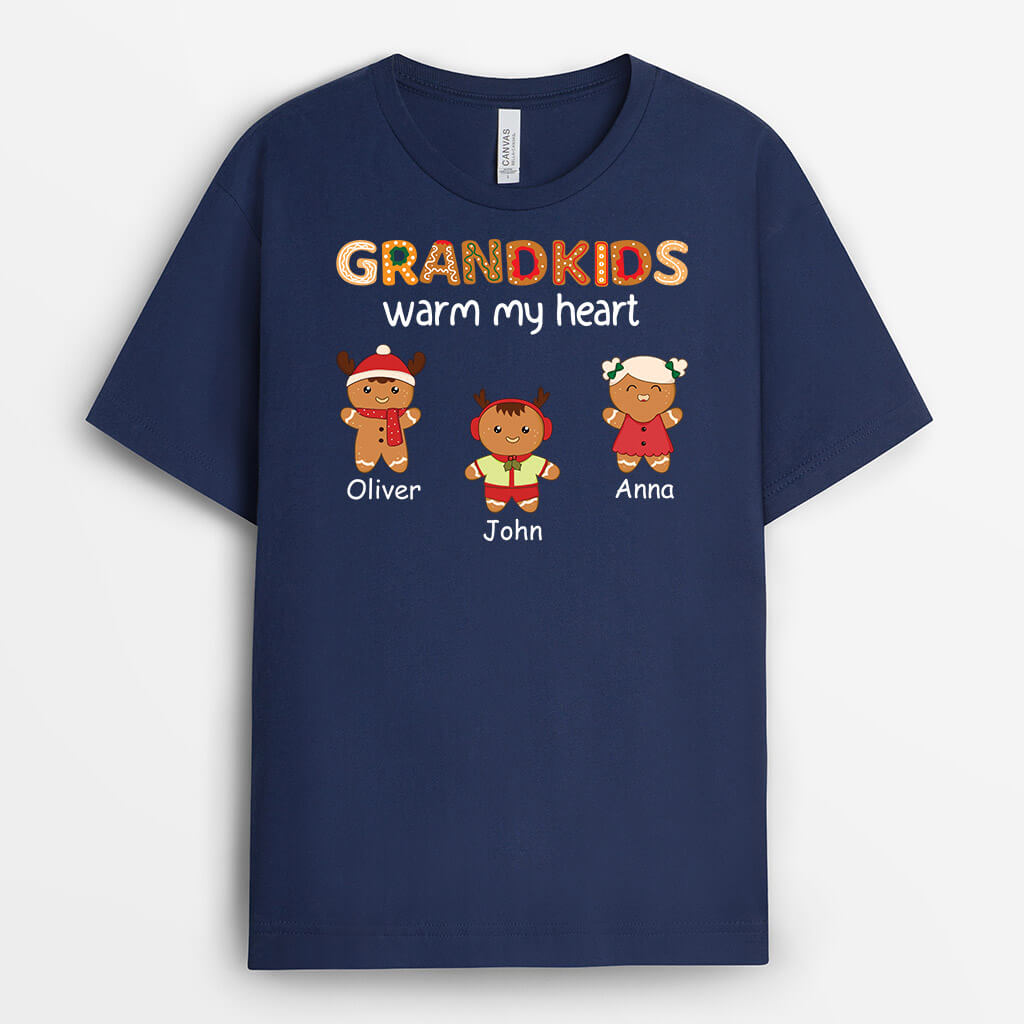 Grandkids Warm My Heart Gingerbread - Custom Merry Christmas Shirts