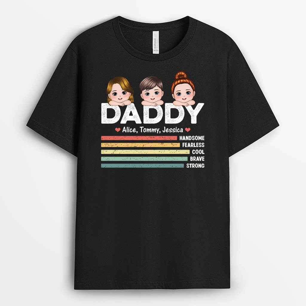 Personalized Handsome, Fearless And Cool Daddy T-shirt