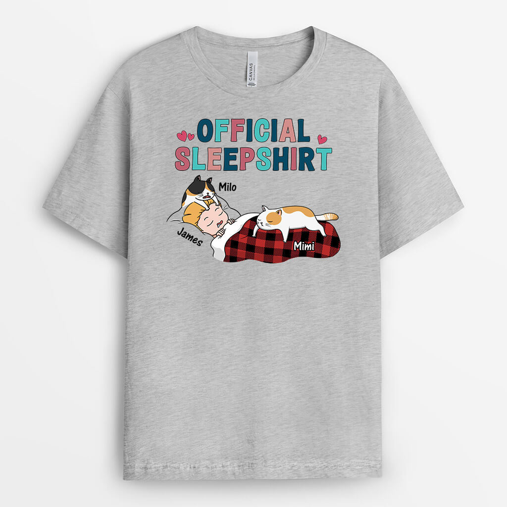 Official Sleepshirt, Woman Sleeping With Cats T-shirt - Custom Gifts For Cat Lovers