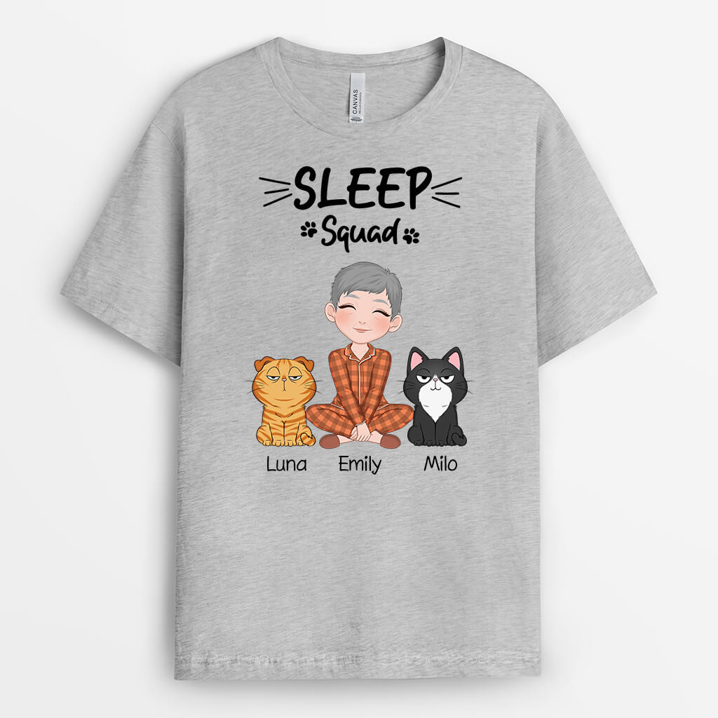Personalized Sleep Squad Cats T-shirt - Personalized Gifts For Cat Lovers