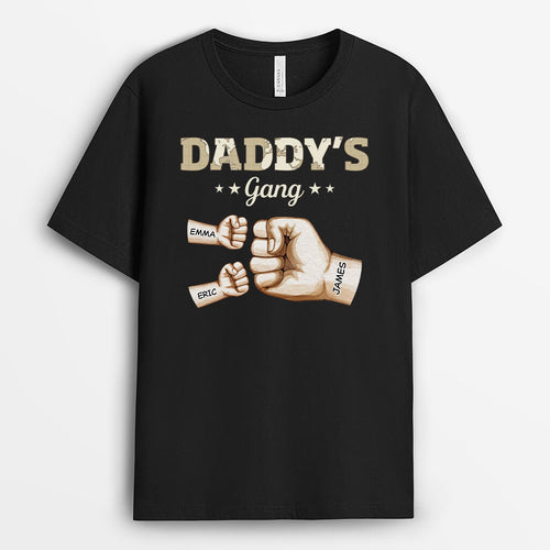 Daddy's Gang Watercolour Fist Bump - Personalized T-shirt For Dad