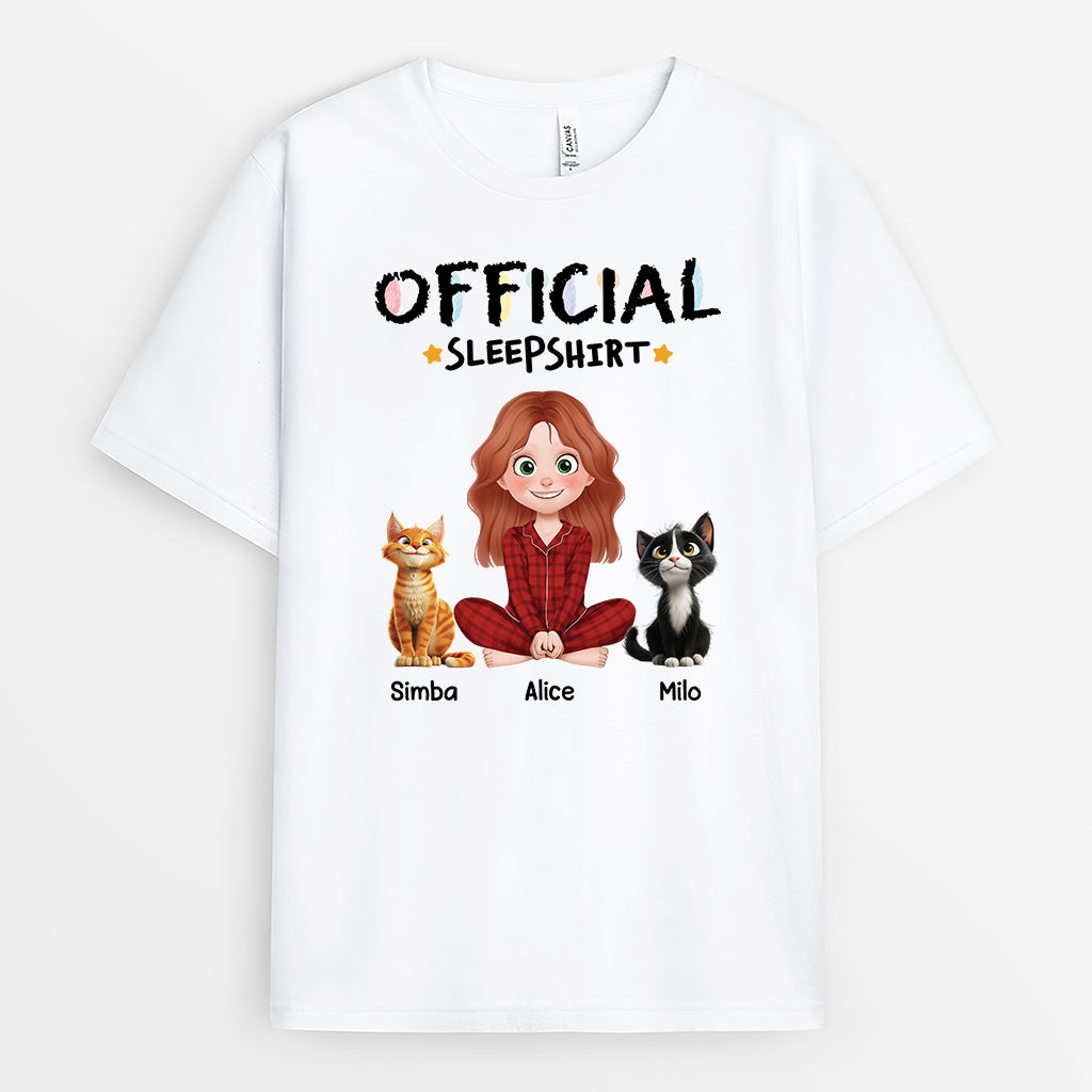 Personalized Cat Sleep Shirt - Custom Cat T Shirts for Humans
